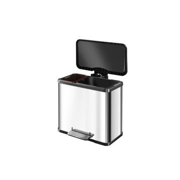 Hailo Öko Duo Plus 19 + 11 ltr - RVS/zwart, Huis en Inrichting, Woonaccessoires | Prullenbakken, Verzenden, Nieuw