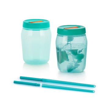 Tupperware Set Universal Jars met Rietjes Groen, Ophalen of Verzenden, Nieuw