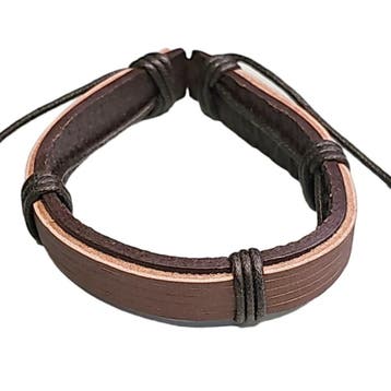 Fako Bijoux - Armband - Leder - Cinqo - Bruin, Verzenden, Nieuw