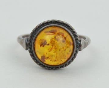 Barnsteen - 925 zilver Baltisch amber ronde cabochon 2,70 g