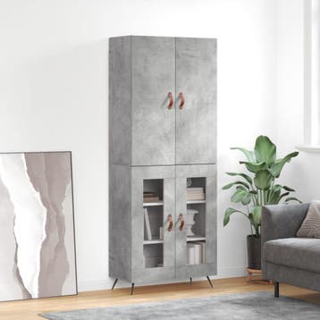 vidaXL buffetkast 69,5x34x180 cm bewerkt hout betongrijs, Minder dan 50 cm, Verzenden, Nieuw, Minder dan 100 cm