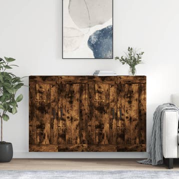vidaXL Hangkasten 2 st bewerkt hout gerookt eikenkleurig, Verzenden, Nieuw, 50 tot 100 cm, Minder dan 100 cm