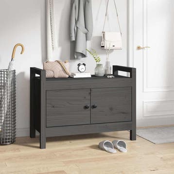 vidaXL Halbankje 80x40x60 cm massief grenenhout grijs, Verzenden, Nieuw