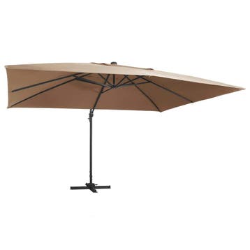 vidaXL Zweefparasol met LED en aluminium paal 400x300 cm, Verzenden, Nieuw, 3 tot 4 meter, Zweefparasol