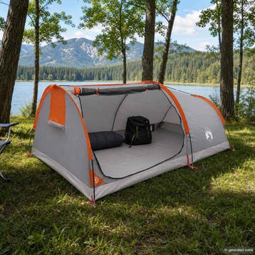 vidaXL Hiking Tent Waterdicht 1-persoons Grijs en Oranje, Verzenden, Nieuw, Tot en met 2