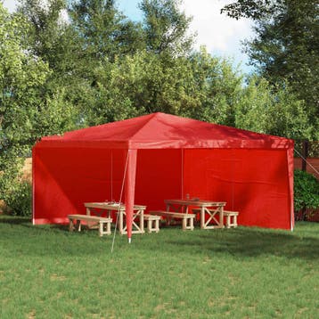 vidaXL Party Tent Zijwand 2 st 400 x 195 cm Rood PE en staal, Verzenden, Nieuw