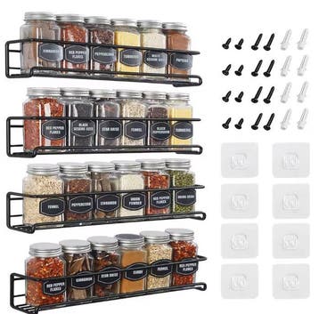 4x RVS Wandkruidenrek Zwart – Keuken Organizer Set, Verzenden, Nieuw