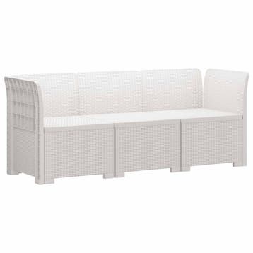 vidaXL 3-Zits Tuin Sofa Rattan Look PP Wit, Verzenden, Nieuw