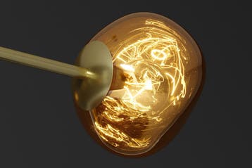 Hanglamp LIQUID DIAMOND met 5 glazen lampenkappen in goud -, Huis en Inrichting, Ophalen of Verzenden, Nieuw