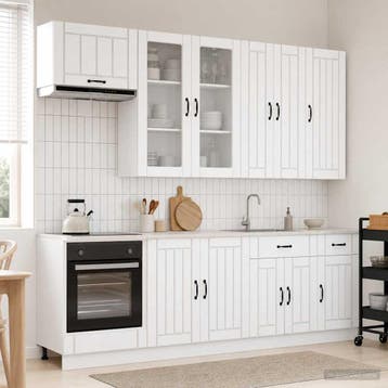 vidaXL Keukenblok LUCCA 8 st Wit Bewerkt hout, Huis en Inrichting, Verzenden, Nieuw, Wit