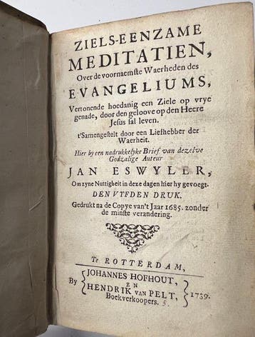 Jan Eswyler - Ziels-eenzame meditatien. Over de voornaemste