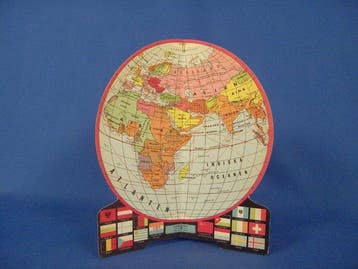 Terrestrial table globe - Loting van 3 globes met vlag -
