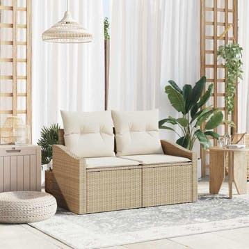 vidaXL Tuinbank met kussen 123 x 62 x 69 cm poly rattan, Verzenden, Nieuw, Rotan
