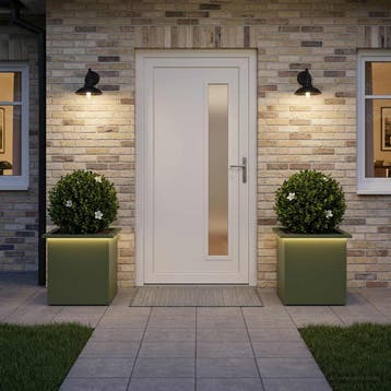 vidaXL Plantenbak met led 2 st Olijfgroen 40 x 40 x 40 cm, Verzenden, Minder dan 60 cm, Nieuw, Metaal
