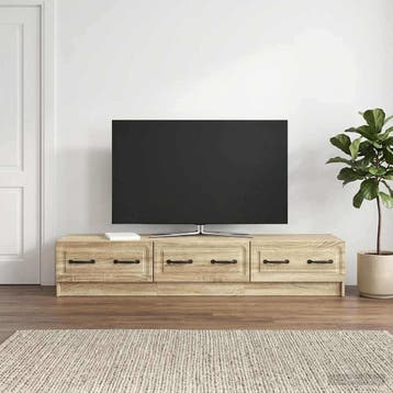 vidaXL TV-kast 147 x 34,5 x 27 cm Sonoma Eiken Bewerkt hout, Minder dan 50 cm, Verzenden, Nieuw, Minder dan 100 cm