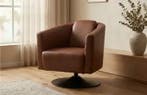 Bruine leren draaifauteuil, Huis en Inrichting, Fauteuils, Ophalen of Verzenden, Nieuw, Leer