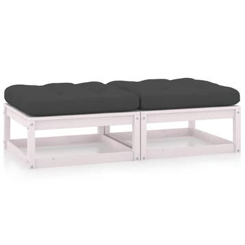 vidaXL Tuinvoetenbanken 2 st met kussens massief grenenhout, Tuin en Terras, Verzenden, Nieuw