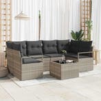 vidaXL Bankstel 7 pcs Lichtgrijs en Donkergijs poly rattan, Verzenden, Nieuw, Rotan, 7 zitplaatsen