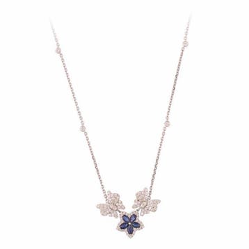 Halsketting - 18 karaat Witgoud - 1.54ct. tw. Saffier -, Nieuw