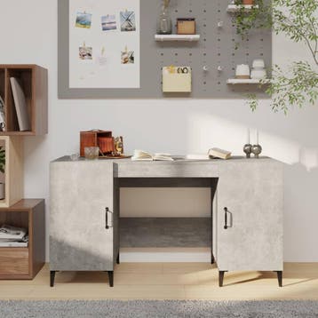 vidaXL Bureau 140x50x75 cm bewerkt hout betongrijs, Verzenden, Nieuw