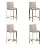 Set van 4 Leren barkrukken Break laag - Vintage Lightgrey, Ophalen of Verzenden, Nieuw, Leer