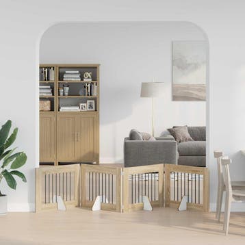 vidaXL Opvouwbaar hondenhek met standaards 4 pcs Sonoma, Dieren en Toebehoren, Verzenden, Nieuw