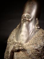 Brons - Figuur van Fukurokuju  Een van de zeven