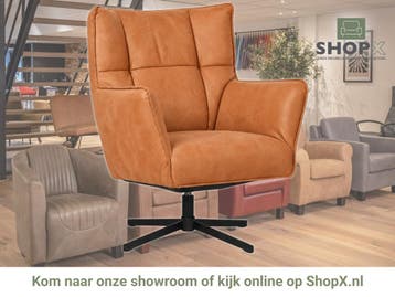 Leren draaifauteuil Lovely - Kenia Rost (oranje), Nieuw, Ophalen of Verzenden, 75 tot 100 cm, Eigentijds, Modern, Retro, Vintage
