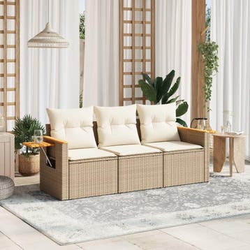vidaXL Patio Sofa Set 3-zits Beige and Cream, Tuin en Terras, Verzenden, Nieuw