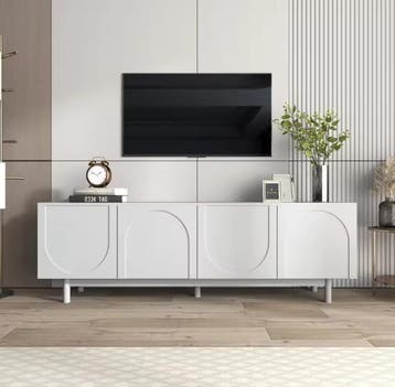 Modern TV-meubel 175 cm – Wit met 4 Deuren en Planken, Verzenden, Nieuw