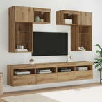 TV Wandmeubels met LED-striplichten 6 pcs Oud Hout Bewerkt h, Verzenden, Nieuw