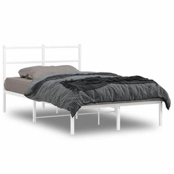 vidaXL Bedframe met hoofdbord metaal wit 120x200 cm, Verzenden, Wit, Nieuw, Twijfelaar