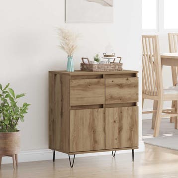 vidaXL Dressoir Artisan Eiken 60 x 35 x 70 cm Gemonteerd, Verzenden, Nieuw, Overige houtsoorten, Minder dan 50 cm