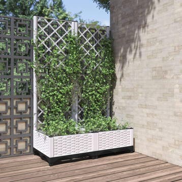vidaXL Plantenbak met latwerk 80x40x121,5 cm polypropeen, Tuin en Terras, Bloembakken en Plantenbakken, Verzenden
