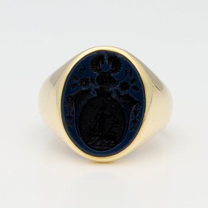Ring - 14 karaat Geel goud - Lagensteen, Sieraden, Tassen en Uiterlijk, Ringen