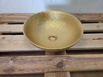 Waskom Bright Goud Keramiek – Ø36 x H14 cm, Doe-het-zelf en Verbouw, Sanitair, Ophalen of Verzenden, Nieuw, Bad