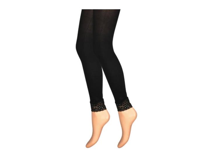 Dames panty/legging - 80 Denier - Zwart - Kant/Strass, Kleding | Dames, Leggings, Maillots en Panty's, Verzenden