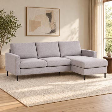 Hoekbank Valente - grijs, chaise longue L/R (internet, Huis en Inrichting, Ophalen of Verzenden, Nieuw