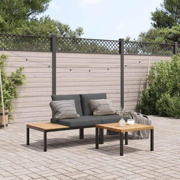 vidaXL 3-delige Loungeset met kussens aluminium zwart, Tuin en Terras, Verzenden, Nieuw, Aluminium, Loungeset