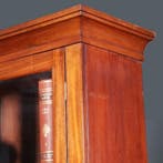 Boekenkast Servieskast in mahonie ca 1880 met oud glas en la, Antiek en Kunst, Ophalen of Verzenden
