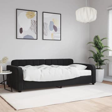 vidaXL Slaapbank met matras 90x200 cm fluweel zwart, 90 cm, Eenpersoons, Verzenden, Zwart