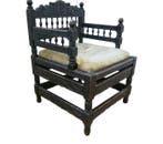 Antieke Koloniale gesneden houten armstoel - Stoel -