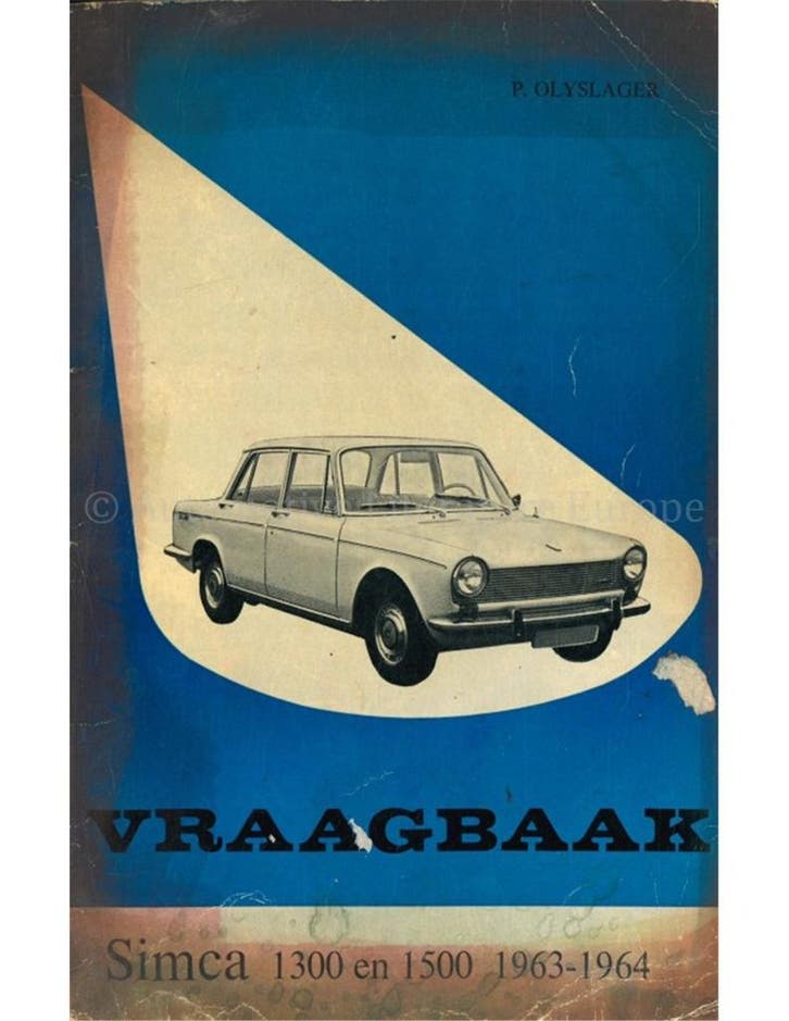 1963-1964 SIMCA 1300 | 1500 VRAAGBAAK NEDERLANDS, Auto diversen, Handleidingen en Instructieboekjes