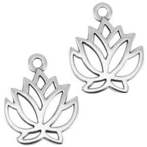 1 x DQ metalen bedel lotus 23,5 x 19 mm – oogje 2 mm – a, Ophalen of Verzenden, Nieuw, Bedel
