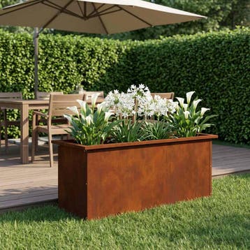 vidaXL Plantenbak met led Roestkleurig 40 x 100 x 40 cm, Tuin en Terras, 100 cm of meer, Verzenden, Nieuw, Metaal