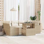 vidaXL Tuin Sofa Set met opslag 7 pcs Beige Poly riet, Verzenden, Nieuw, Rotan