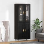 vidaXL buffetkast 2 pcs Zwart Eiken Bewerkt hout, Huis en Inrichting, Kasten | Buffetkasten, Minder dan 50 cm, Verzenden, Nieuw