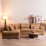 50% Korting: Hoekbank Kyle chenille okergeel links, Huis en Inrichting, Banken | Bankstellen, Ophalen, Zo goed als nieuw, Stof