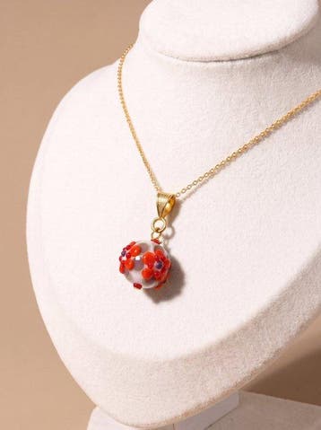 Murano-glas - Ketting met hanger - Bloemen in reliëf