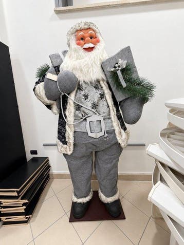 Kerstbeeldje - Textiel, Plastic, Hout - GROTE KERSTMAN, Diversen, Nieuw